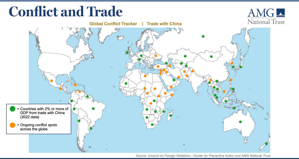 Map of Conflict and Trade, per text in article.