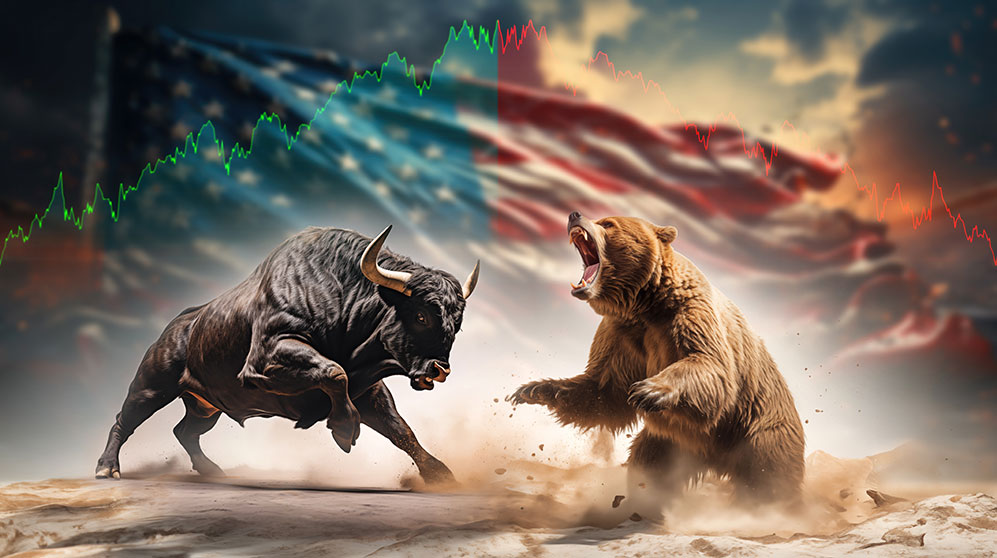 Photo of a bull and bear to show the stock market uncertainty