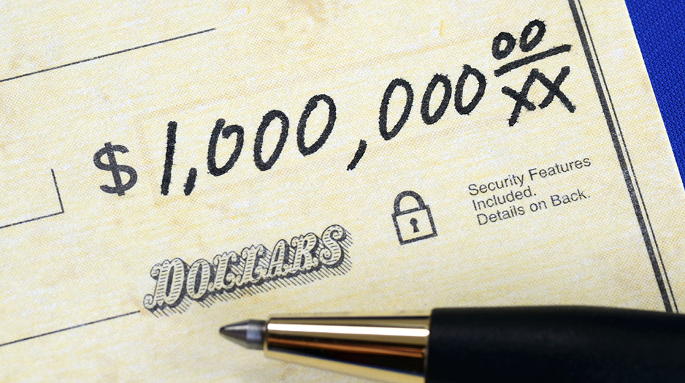 Image of a check for $1,000,000